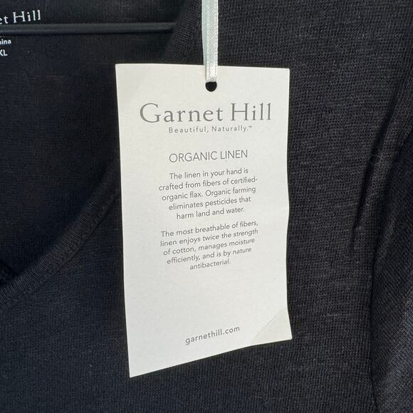 Garnet Hill Organic Linen Black Cap Sleeve Relaxed Boxy Style Size XL NEW - Picture 4 of 5